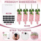 26 Pcs 3D Wisteria Tree Decor with 5 Mesh Panels, Pink in Pink, alternate view 2