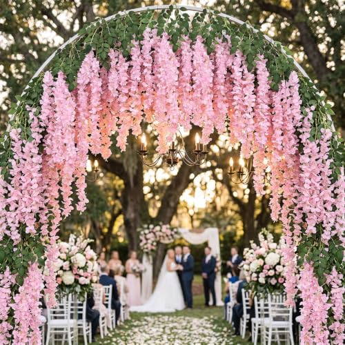 26 Pcs 3D Wisteria Tree Decor with 5 Mesh Panels, Pink in Pink, alternate view 3