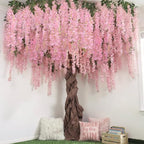 26 Pcs 3D Wisteria Tree Decor with 5 Mesh Panels, Pink in Pink, alternate view 4