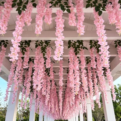 26 Pcs 3D Wisteria Tree Decor with 5 Mesh Panels, Pink in Pink, alternate view 6