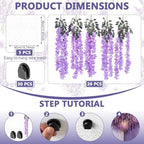 26 Pcs 3D Wisteria Tree Decor with 5 Mesh Panels, Purple, alternate view 2