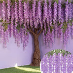 26 Pcs 3D Wisteria Tree Decor with 5 Mesh Panels, Purple, alternate view 3