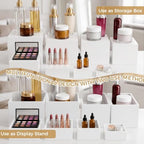 26 Pcs Buffet Risers Set, 12 White Acrylic Stands, 12 Signs, 2 Markers in white, alternate view 5