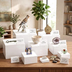 26 Pcs Buffet Risers Set, 12 White Acrylic Stands, 12 Signs, 2 Markers in white, alternate view 6