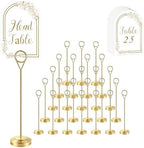 26 PCS Gold Table Number Holders With Table Numbers 1-25 & Head Table Card, 8" Weighted Base Place Card Holders