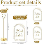 26 PCS Gold Table Number Holders With Table Numbers 1-25 & Head Table Card, 8" Weighted Base Place Card Holders, alternate