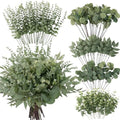 260 Pcs Artificial Mixed Eucalyptus Stems Bulk, 5 Kinds of Faux Greenery Eucalyptus Leaves Bulk for Vase Wedding
