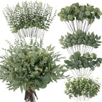 260 Pcs Artificial Mixed Eucalyptus Stems Bulk, 5 Kinds of Faux Greenery Eucalyptus Leaves Bulk for Vase Wedding