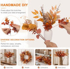 260 Pcs Fall Mixed Greenery Artificial Eucalyptus Stems, Orange, alternate view 4