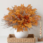 260 Pcs Fall Mixed Greenery Artificial Eucalyptus Stems, Orange, alternate view 6