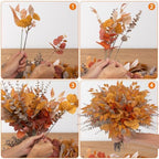 260 Pcs Fall Mixed Greenery Artificial Eucalyptus Stems, Orange, alternate view 7