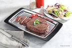 26672 Rectangular Stainless Steel Sizzling Platter with Insulated Holder, 11" x 7.25", Black (Pack of 12) in, alternate view