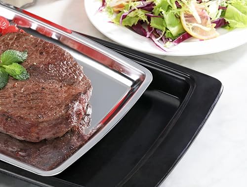 26672 Rectangular Stainless Steel Sizzling Platter with Insulated Holder, 11" x 7.25", Black (Pack of 12) in, alternate view
