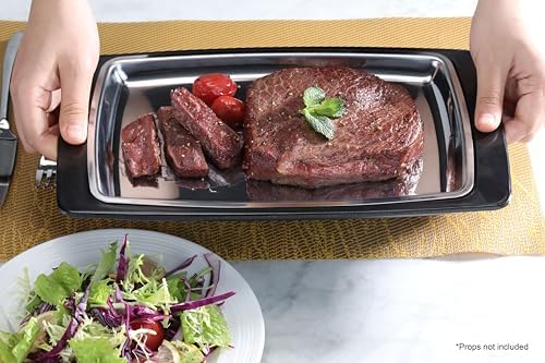 26672 Rectangular Stainless Steel Sizzling Platter with Insulated Holder, 11" x 7.25", Black (Pack of 12) in, alternate view