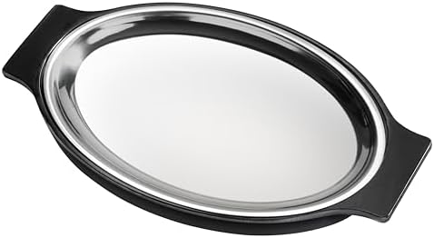 26733 Oval Stainless Steel Sizzling Platter with Insulated Holder, 11.63" x 8", Black (Pack of 12) in Black