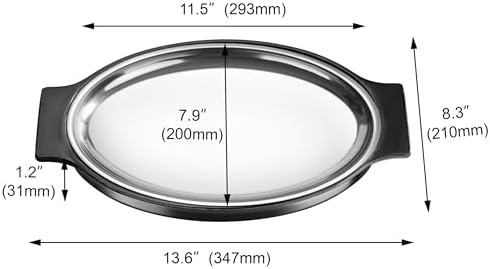 26733 Oval Stainless Steel Sizzling Platter with Insulated Holder, 11.63" x 8", Black (Pack of 12) in Black, alternate view 3