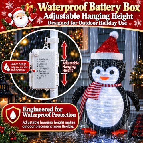 27.5-Inch Lighted Christmas Penguin for Outdoor Christmas Decorations, Pop-Up Penguin Yard Decor with 45 Cool, alternate view