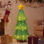 27.5-Inch Lighted Christmas Tree for Outdoor Christmas Decorations, Battery Operated Pop-Up Decor with 45 Warm