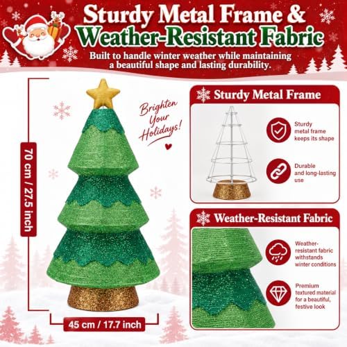 27.5-Inch Lighted Christmas Tree for Outdoor Christmas Decorations, Battery Operated Pop-Up Decor with 45 Warm, alternate