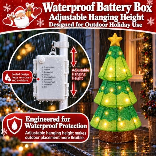27.5-Inch Lighted Christmas Tree for Outdoor Christmas Decorations, Battery Operated Pop-Up Decor with 45 Warm, alternate