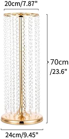 27.5in Flower Stand for Wedding Centerpieces for Tables - Metal Tall Floor vase with Acrylic Crystal, 4Pcs Gold, alternate