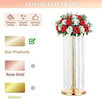 27.5in Flower Stand for Wedding Centerpieces for Tables - Metal Tall Floor vase with Acrylic Crystal, 4Pcs Gold, alternate