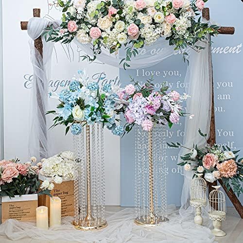 27.5in Flower Stand for Wedding Centerpieces for Tables - Metal Tall Floor vase with Acrylic Crystal, 4Pcs Gold, alternate