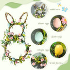 27" Easter Bunny Wreaths for Front Door, Easter Rattan Rabbit Decor with Eggs and Flowers, Spring Wreath with, alternate view