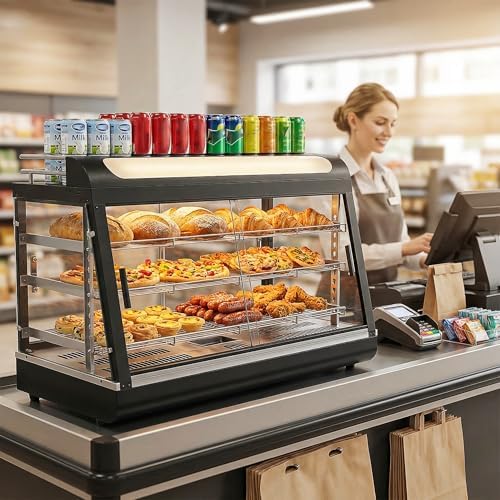 27" Food Warmer Countertop Display w/Top Rack, w/Inner 3-Color LED Lighting, alternate view 3