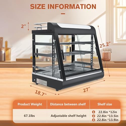 27" Food Warmer Countertop Display w/Top Rack, w/Inner 3-Color LED Lighting, alternate view 5