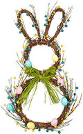 27 Inch Artificial Easter Wreath for Front Door Rabbit Wreath with Pastel Eggs and Mixed Twigs Spring Bunny with