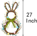 27 Inch Artificial Easter Wreath for Front Door Rabbit Wreath with Pastel Eggs and Mixed Twigs Spring Bunny with, alternate