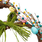 27 Inch Artificial Easter Wreath for Front Door Rabbit Wreath with Pastel Eggs and Mixed Twigs Spring Bunny with, alternate