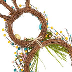27 Inch Artificial Easter Wreath for Front Door Rabbit Wreath with Pastel Eggs and Mixed Twigs Spring Bunny with, alternate