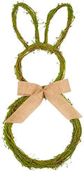 27 Inch Artificial Easter Wreath with Moss and Burlap Bow Spring Bunny Wreath for Front Door Easter Decorations