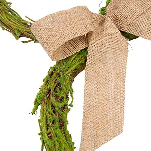 27 Inch Artificial Easter Wreath with Moss and Burlap Bow Spring Bunny Wreath for Front Door Easter Decorations, alternate