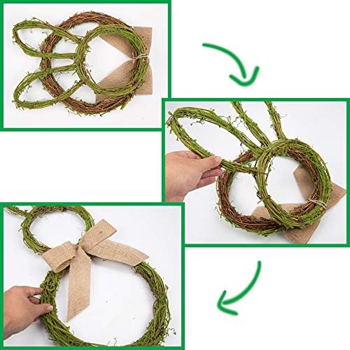 27 Inch Artificial Easter Wreath with Moss and Burlap Bow Spring Bunny Wreath for Front Door Easter Decorations, alternate