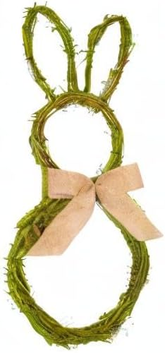 27 Inch Artificial Easter Wreath with Moss and Burlap Bow Spring Bunny Wreath for Front Door Easter Decorations, alternate