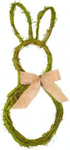 27 Inch Artificial Easter Wreath with Moss and Burlap Bow Spring Bunny Wreath for Front Door Easter Decorations, alternate