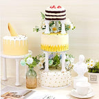 27 Pcs Cake Tier Stacking Kit with 12 Roman Columns Cake Pillars in white, clear, alternate view 2