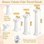 27 Pcs Cake Tier Stacking Kit with 12 Roman Columns Cake Pillars in white, clear, alternate view 3