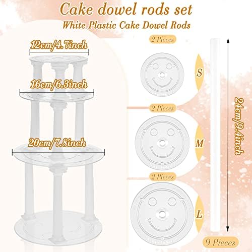 27 Pcs Cake Tier Stacking Kit with 12 Roman Columns Cake Pillars in white, clear, alternate view 4