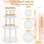 27 Pcs Cake Tier Stacking Kit with 12 Roman Columns Cake Pillars in white, clear, alternate view 4