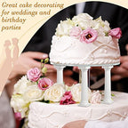 27 Pcs Cake Tier Stacking Kit with 12 Roman Columns Cake Pillars in white, clear, alternate view 5