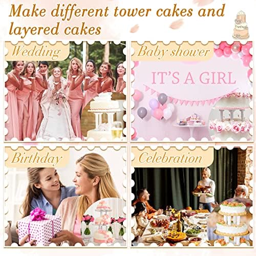 27 Pcs Cake Tier Stacking Kit with 12 Roman Columns Cake Pillars in white, clear, alternate view 6