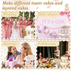27 Pcs Cake Tier Stacking Kit with 12 Roman Columns Cake Pillars in white, clear, alternate view 6