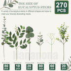 270 Pcs Mixed Eucalyptus Leaves Stems Artificial Greenery Bulk, alternate view 3