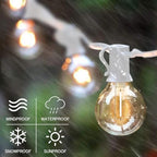 27FT White Outdoor String Lights with 14 G40 LED Bulbs in White, alternate view 3