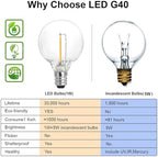 27FT White Outdoor String Lights with 14 G40 LED Bulbs in White, alternate view 6