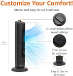28" 60-Degree Oscillating Tower Fan with Powerful Airflow for Bedroom, Living Room, Office, 3 Speeds, Mechanical, alternate